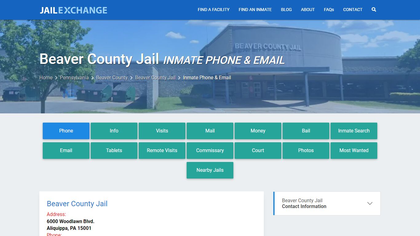 Inmate Phone - Beaver County Jail, PA - Jail Exchange